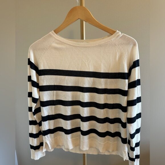 ZARA Fine Knit Striped Crew Neck Sweater | Size Small - Picture 1 of 6